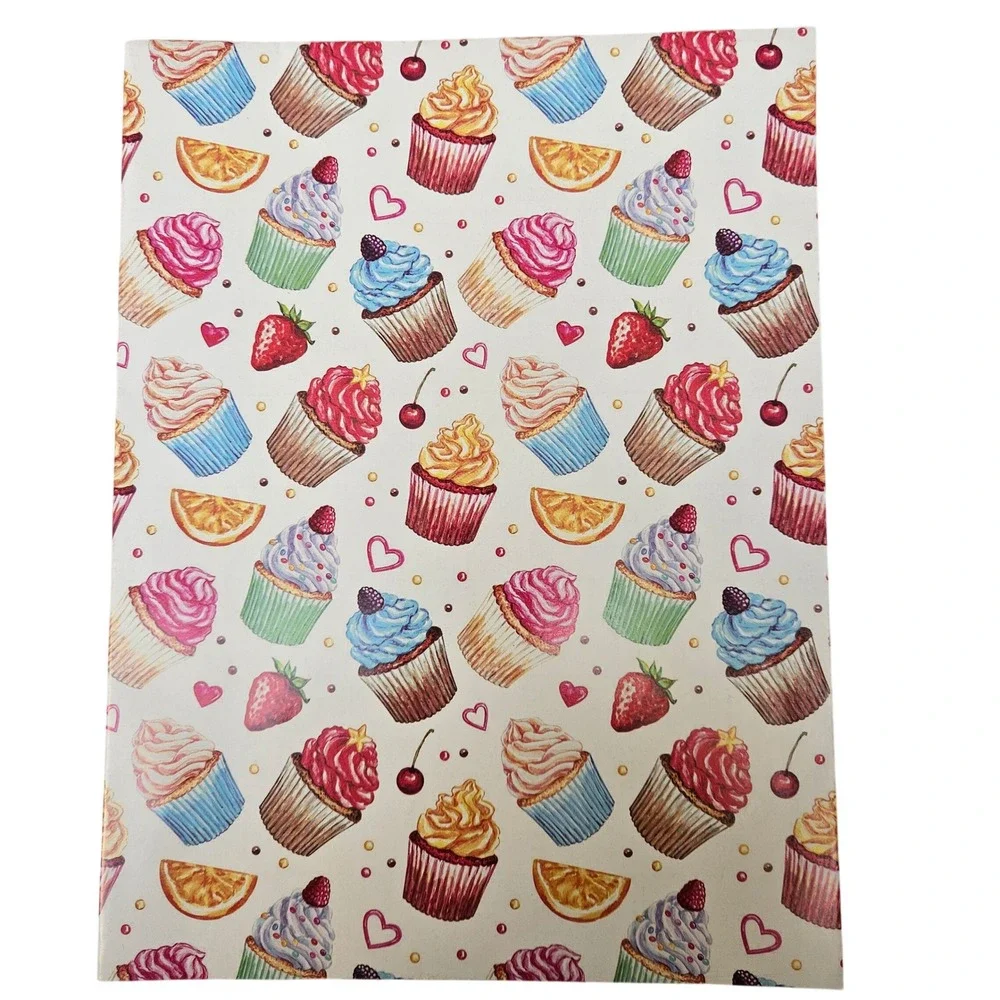 Lot 6 Folded Gift Wrapping Paper Sheets Donut‎ Beach Cupcake Tropical Prints